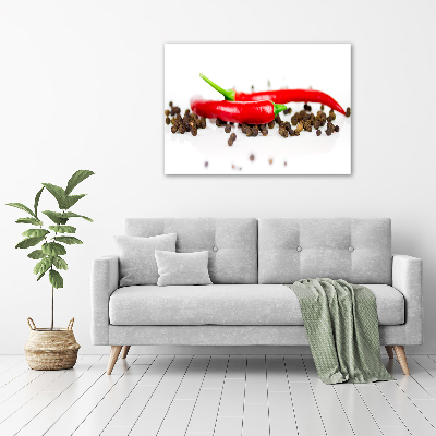 Schilderij glas Chili en peper