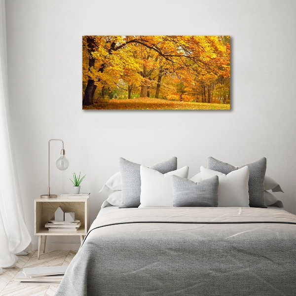 Schilderij glas De herfst in het park