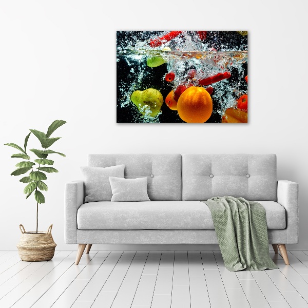 Schilderij op glas Fruit onder water