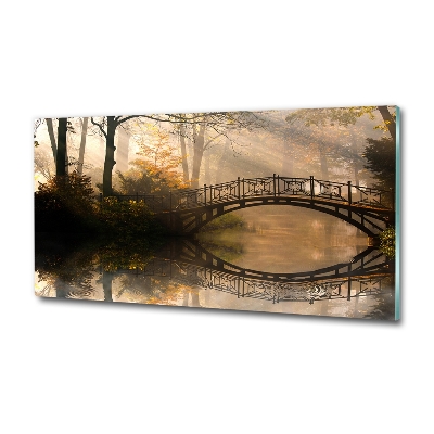 Schilderij op glas Oude brug in de herfst
