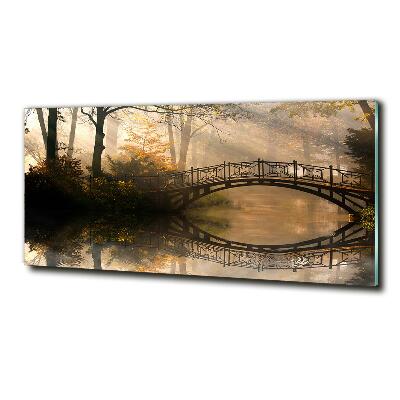 Schilderij op glas Oude brug in de herfst