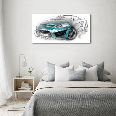 Schilderij glas Schets van een auto