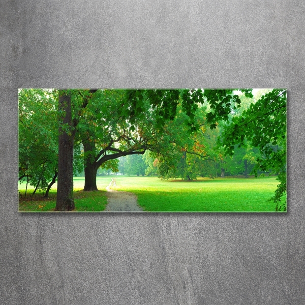 Schilderij glas Park in de herfst