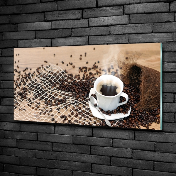 Foto schilderij op glas Koffie en koffiebonen