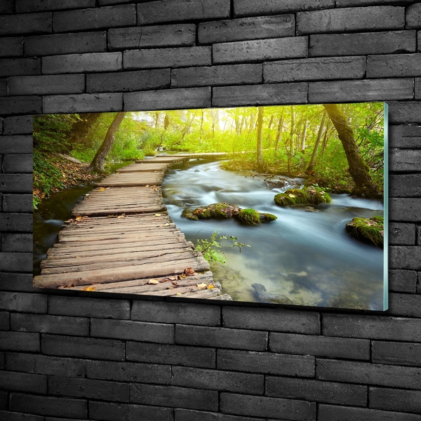 Glazen schilderij Pad langs de rivier