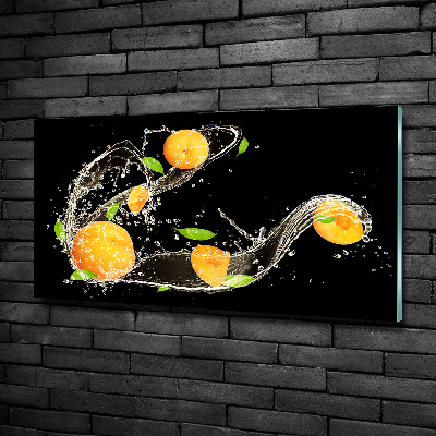 Foto schilderij op glas Abrikozen en water