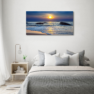 Schilderij op glas Zonsondergang aan zee