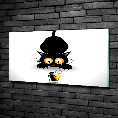 Schilderij op glas Kat en muis