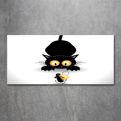 Schilderij op glas Kat en muis