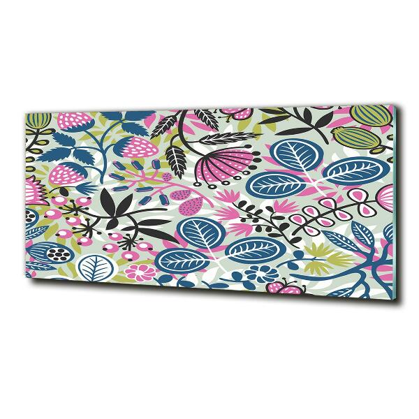 Schilderij glas Bloemenpatroon