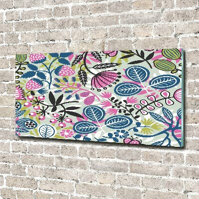 Schilderij glas Bloemenpatroon