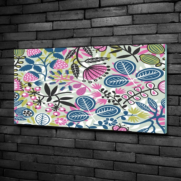 Schilderij glas Bloemenpatroon