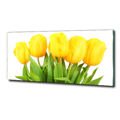 Schilderij op glas Gele tulpen