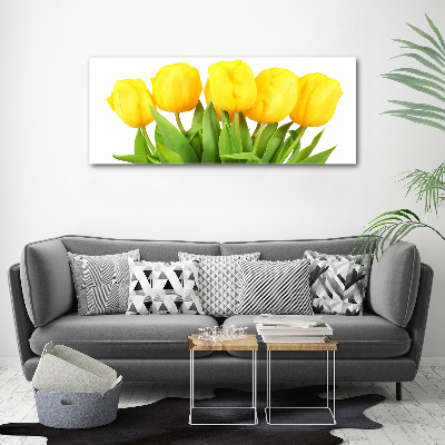 Schilderij op glas Gele tulpen