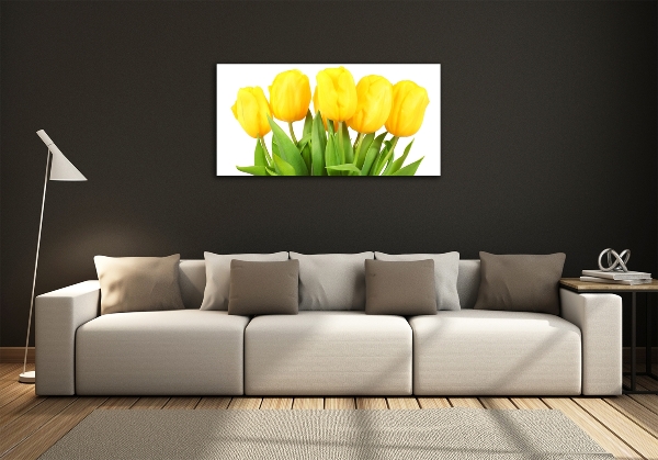 Schilderij op glas Gele tulpen