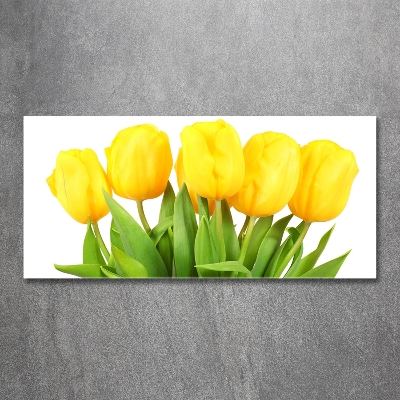Schilderij op glas Gele tulpen