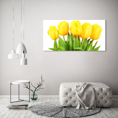 Schilderij op glas Gele tulpen
