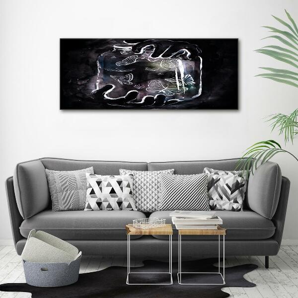 Glazen schilderij Vlinders in een pot