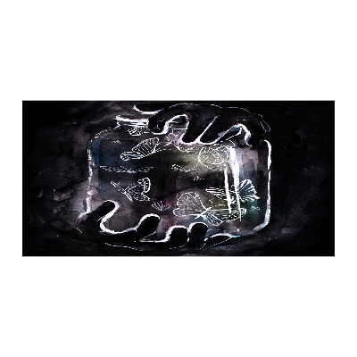 Glazen schilderij Vlinders in een pot