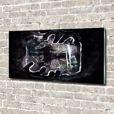 Glazen schilderij Vlinders in een pot