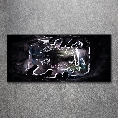 Glazen schilderij Vlinders in een pot