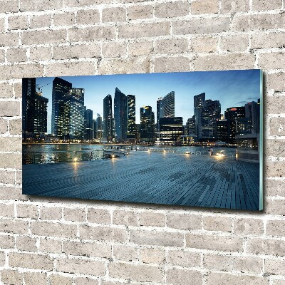 Schilderij glas Singapore bij nacht