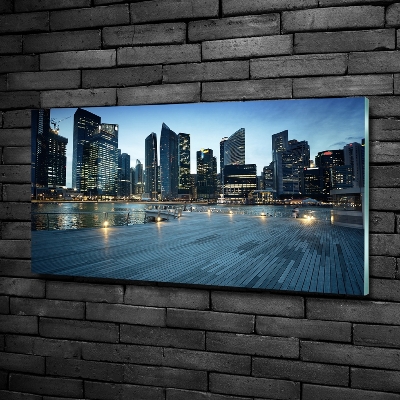 Schilderij glas Singapore bij nacht