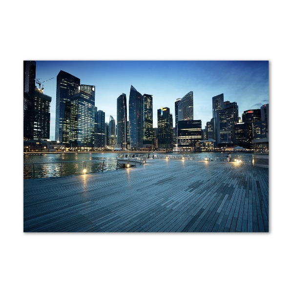 Schilderij glas Singapore bij nacht