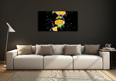 Schilderij op glas Sinaasappels en water