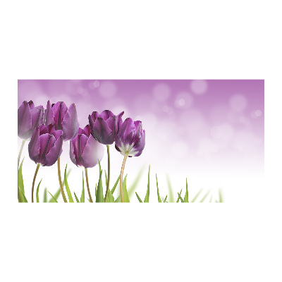 Foto schilderij op glas Paarse tulpen