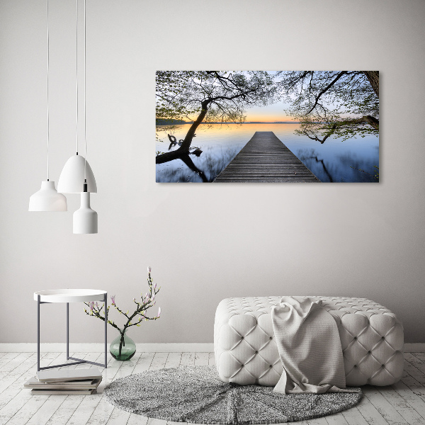 Schilderij op glas Steiger aan het meer