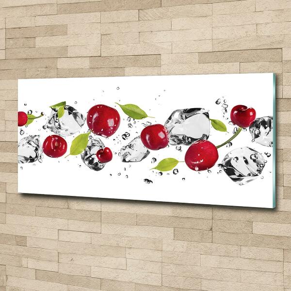 Glazen schilderij Kersen en water