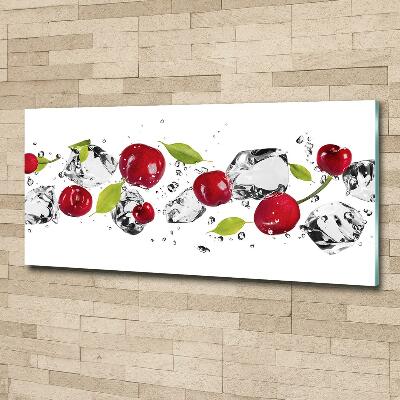 Glazen schilderij Kersen en water