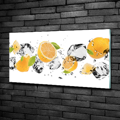 Schilderij glas Citroen en water