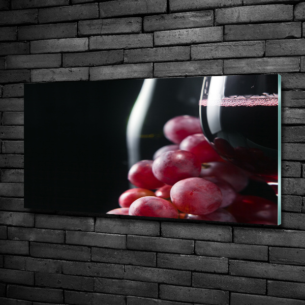 Schilderij glas Druiven en wijn