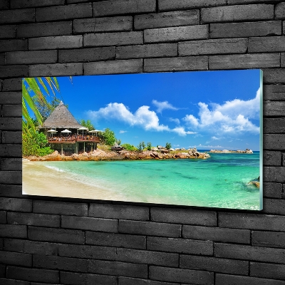Schilderij op glas strand op de Seychellen