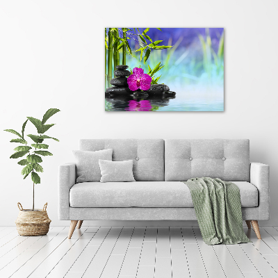 Schilderij glas Bamboe-orchidee