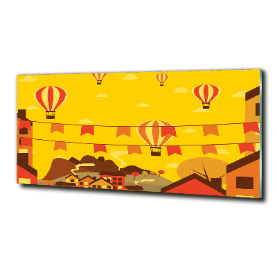 Foto schilderij op glas Ballonnen boven de stad