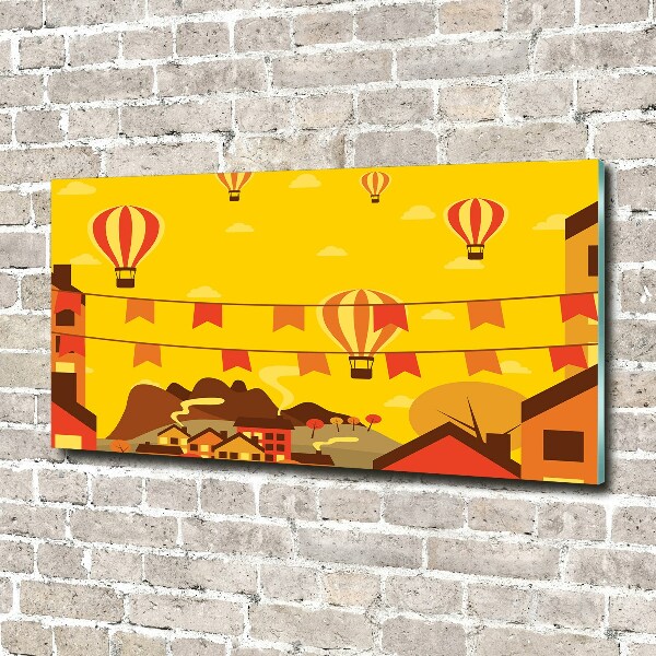 Foto schilderij op glas Ballonnen boven de stad
