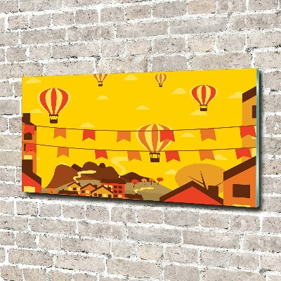 Foto schilderij op glas Ballonnen boven de stad
