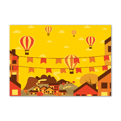 Foto schilderij op glas Ballonnen boven de stad