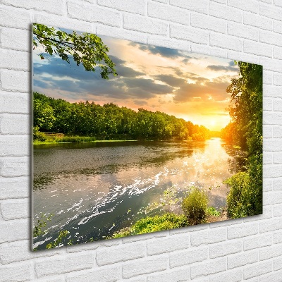 Foto schilderij op glas Schemering op de rivier