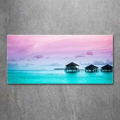 Schilderij op glas Bungalows boven het water