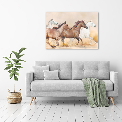 Schilderij glas Paarden in galop
