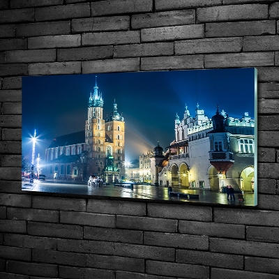 Foto schilderij op glas Krakau bij nacht