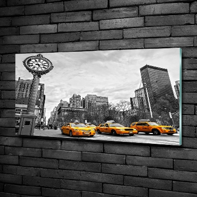 Foto schilderij op glas New Yorkse taxi's