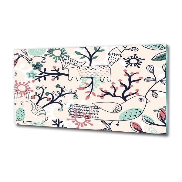 Foto schilderij op glas Dieren en bloemen