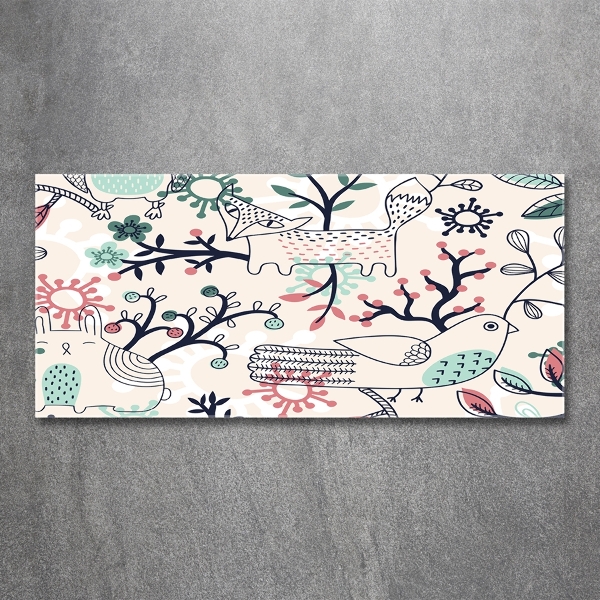 Foto schilderij op glas Dieren en bloemen