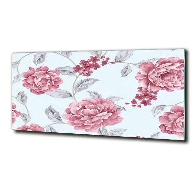 Schilderij glas Pioenrozen
