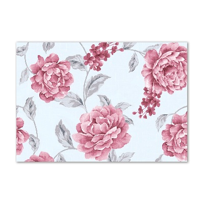 Schilderij glas Pioenrozen